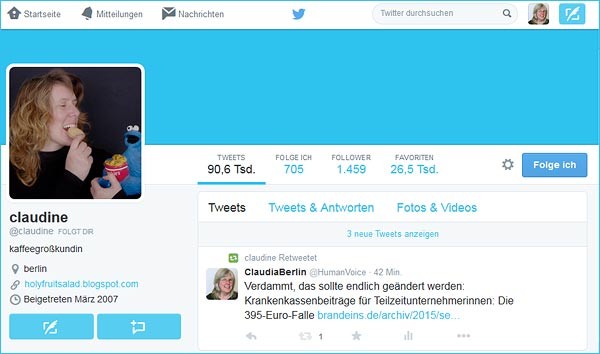 Claudine auf Twitter