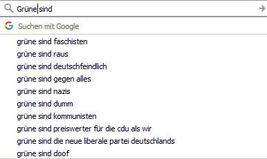 GRÜNE sind... Googlevorschläge