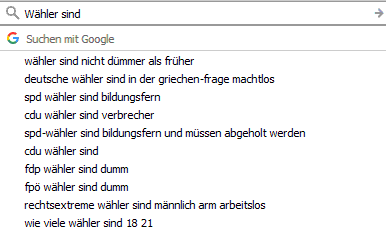 Wähler sind... Googlevorschläge