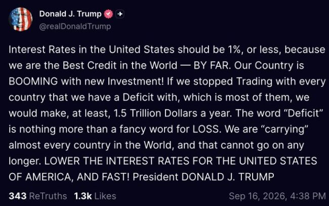 Trumptweet zu Zinsen