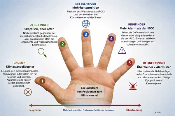 5 - Finger-Grafik, Positionen zum Klimathema