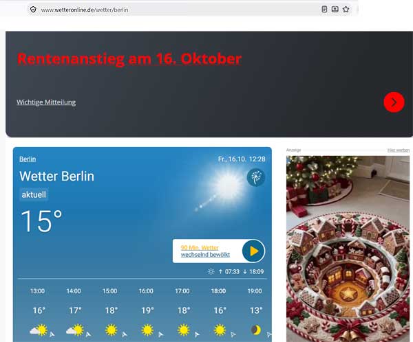 Screenshot Wetter online